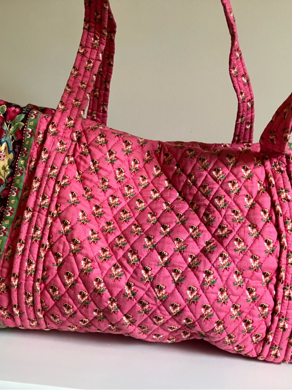 Vintage Vera Bradley Pink Pansy Duffle Bag - Picture 7 of 11